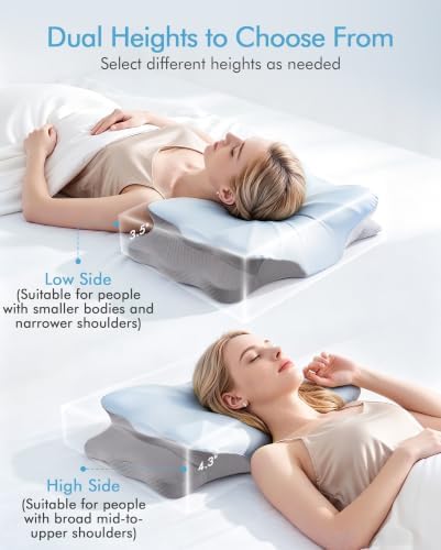 Cervical Pillow for Neck Pain Relief - Ergonomic Contour Memory Foam Pillows for Sleeping Soft Cooling Deep Sleep Pillow for Neck Shoulder Support Orthopedic Pillow Side Back Bed Stomach Sleepers