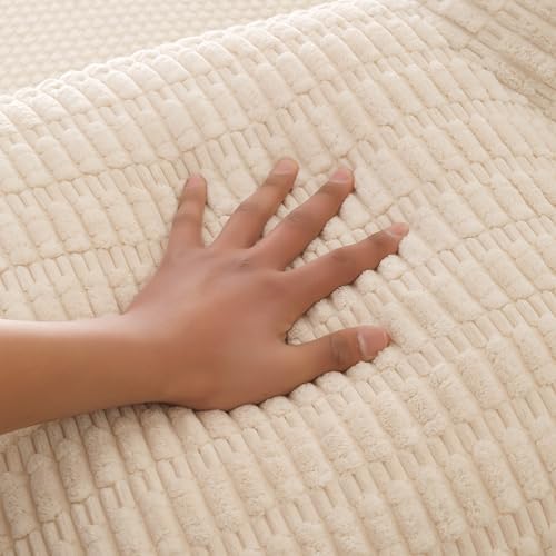 Large Reading Pillow for Sitting Up with Arms,White Corduroy