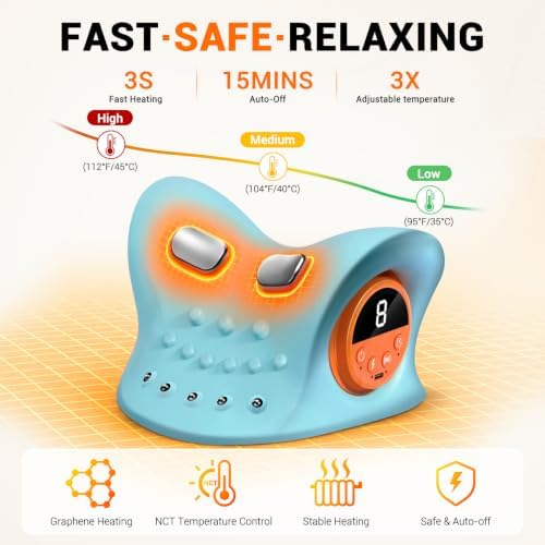 Cordless Neck Massager with Heat for Pain Relief Deep Tissue