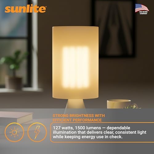 Sunlite 40530 FML27/30K/2PK Quad Tube Plug-in Compact Fluorescent Lamp, FML 4-Pin, 27 Watts, 1500 Lumens, 3000K Warm White, 4-Pin (GX10q4) Base, 120 Volts, 2 Pack