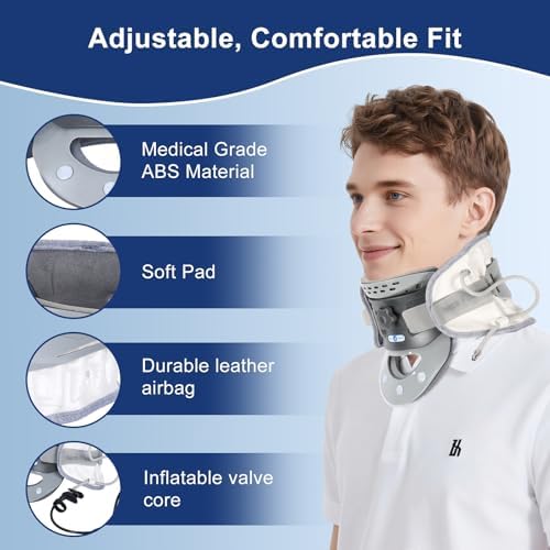 Cervical Neck Traction Device, Inflatable Neck Stretcher for Pain Relief, Posture Correction, Neck Brace Neck Decompression Device with Air Pump