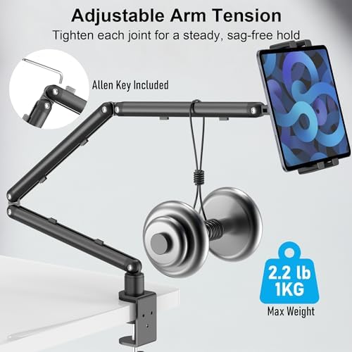 Portable Monitor Stand 15.6", Heavy Duty Tablet Arm Mount with Desk Clamp