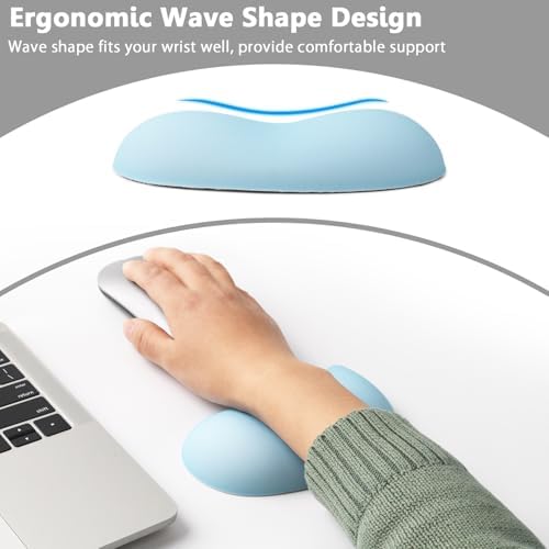 Keyboard Mouse Wrist Rest Set, Gel Ergonomic Wrist Rest for Keyboard and Mouse Non Slip Base, for Laptop, Desktop Computer, Office Desk Accessories (Blue)