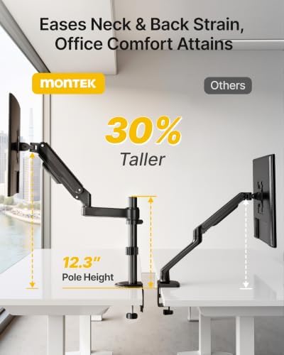 monTEK Tall Single Monitor Arm, 21"Max Height, 17–34"Full Motion Desk Mount