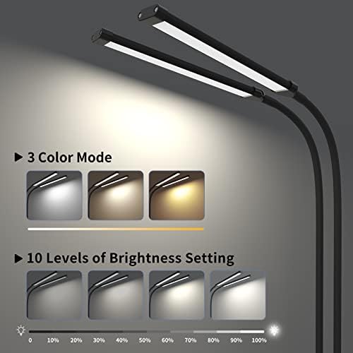 iZELL Desk Lamp, [2 LED Tube] Desk Lamps for Home Office with Clamp, Flexible Gooseneck LED Book Light, Easy Clip on Reading Lights for Bedrooms Beside Table Headboard College Dorm Bed Room - Black