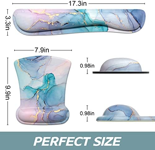 ITNRSIIET Mouse Pad Wrist Support Keyboard Wrist Rest Pad Ergonomic Mousepad Non-Slip Memory Foam Keyboard Pad Easy Typing Pain Relief Perfect for PC Laptop Gaming Office, Color Textured Marble