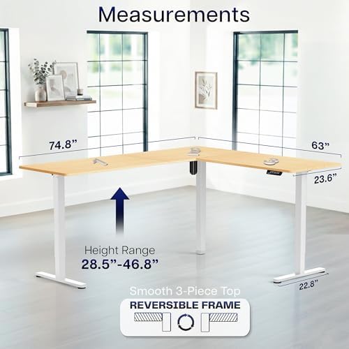 VIVO Real Bamboo 75 x 63 in Corner Standing Desk, DESK-E3CTWO-75