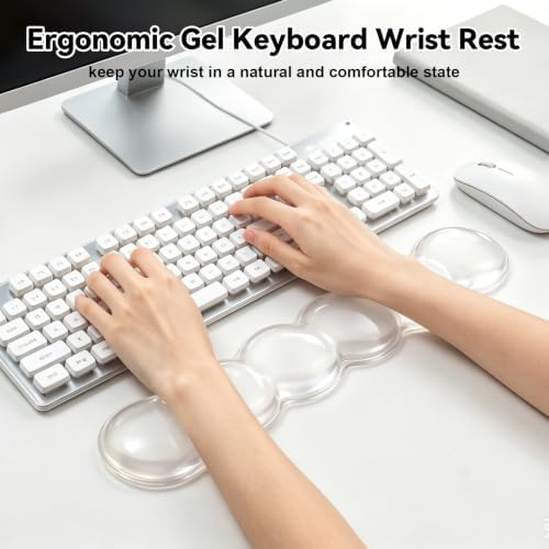 Gel Wrist Rest for Keyboard,Jelly Clear Gel Keyboard Wrist Rest-White