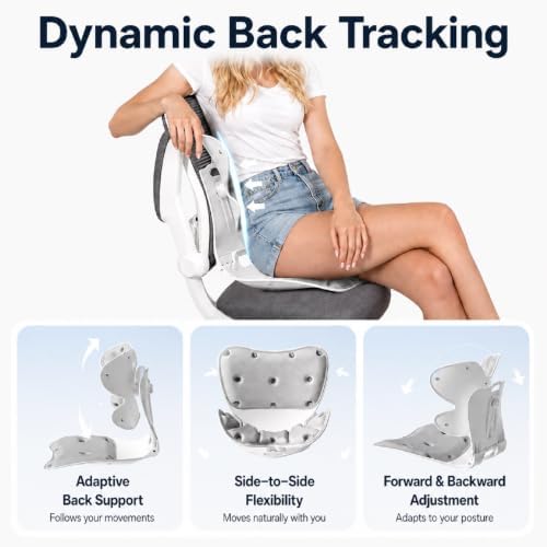 Foldable Adjustable Seat Cushion Back Support for Office Chair (Grey)