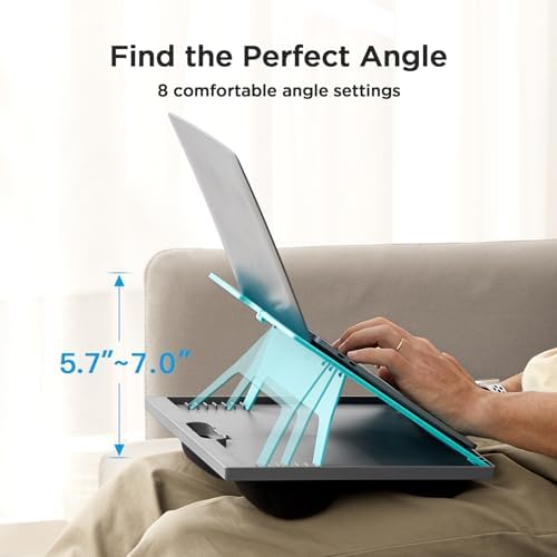 HUANUO Lap Desk with 8 Adjustable Angles – Up to 15.6" Laptop, Turquoise