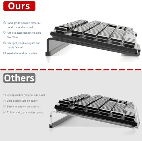 KOTEMON Acrylic Tilted Computer Keyboard Stand for Ergonomic Typing, Keyboard Tray Holder with Silicone Non-Slip Case, Black