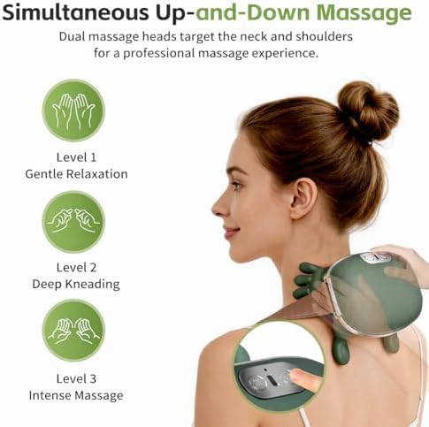 Neck and Shoulder Massager with Heat, 4D Shiatsu Deep Tissue