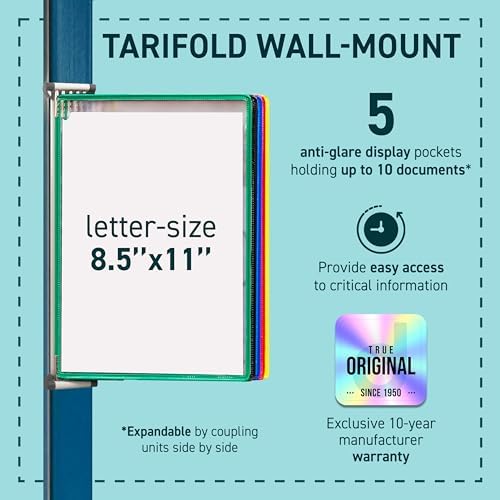 tarifold 5-Pocket Wall Mount Reference System, Expandable, Assorted Colors