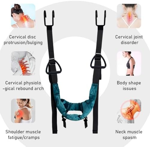 Cervical Neck Traction Device Over Door for Home Use Portable Neck Stretcher Hammock Decompression Home Physical Therapy (Blue)3