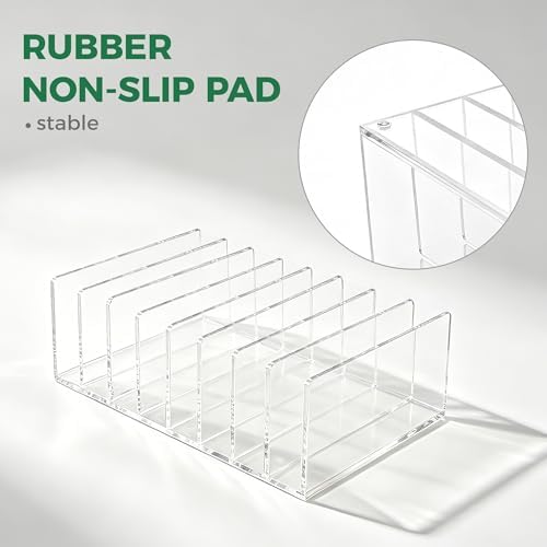 8 Compartments Clear Acrylic Mail Holder – Vertical Letter Sorter & Multifunction Desk Organizer for Bills, Documents, Notebooks – Modern Office/Home Envelope File Rack