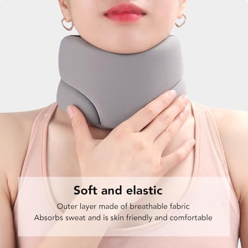 Neck Brace for Neck Pain and Support, Soft Neck Support Brace for Sleeping, Adjustable Cervical Collar Keep Vertebrae Stable and Aligned, Relief of Cervical Spine Pressure (Gray)