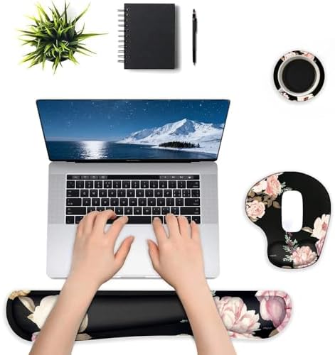 MOSISO Curved Wrist Rest Support for Mouse Pad&Keyboard Set, Black