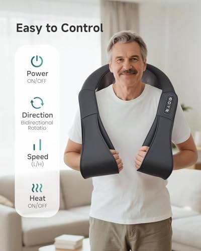 Snailax Shiatsu Neck Massager with Heat, Deep Tissue Shoulder Back Massager