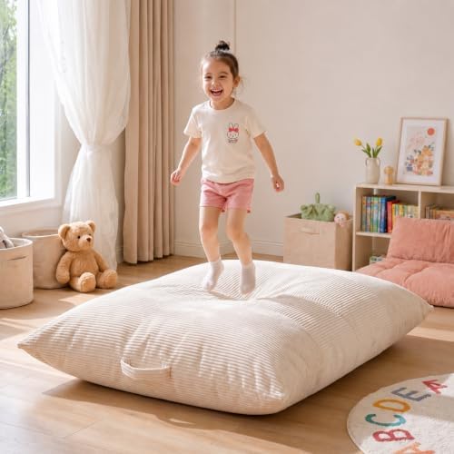 HUGHEAVEN Comfy 3-in-1 Kids Bean Bag Chair, Removable Cover Floor Chair