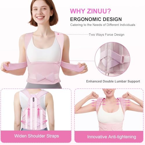 Back Brace Posture Corrector for Women and Men - (BLACK -V- M, 32'-39')