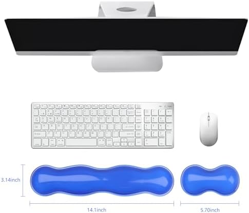 Gel Keyboard and Mouse Wrist Rest, Cute Wrist Support and Arm Support Keyboard Rest for Keyboard and Mouse Typing Pain Relief，Suitable for Office/Computer/Laptop/Gaming (Transparent Blue Set)