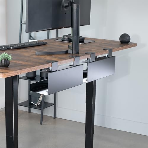 VIVO Black Clamp-on 17 in Cable Management Tray, 2 Pack, DESK-CM6L-2B