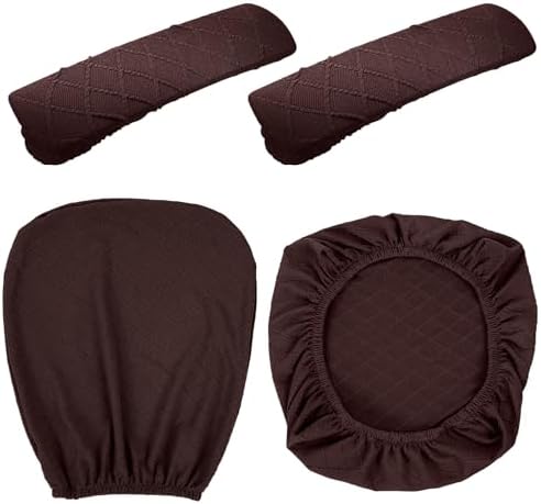 Tallew 4 Pcs Office Chair Covers Stretch Seat Armrest, Dark Brown