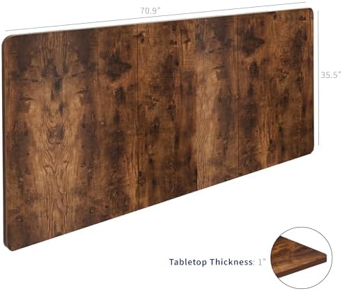 VIVO Rustic Vintage Brown 71 x 36 in Table Top, DESK-TOP72-36N