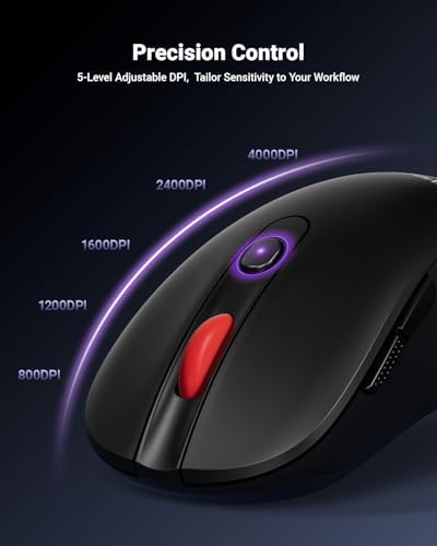 wegear USB Wireless Mouse for Laptop PC Mac, 2.4GHz Cordless Mouse-Black
