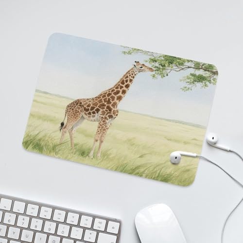 Mouse Pad Giraffe Stretching Its Neck to Eat Leaves Printed Non-Slip Desk Mat Writing Pad and Blotting Paper for Office Work Home Decoration