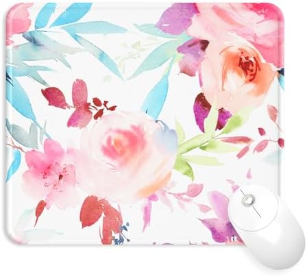 eulps Mouse Pad with Stitched Edge, Multiple Patterns Computer Mouse Pads with Non-Slip Rubber Base, Washable Cloth Mousepad, for Gaming, Laptop, PC (Pastel Bloom)