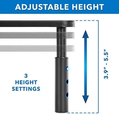 Mount-It! Metal Monitor Riser 2-Pack | Height Adjustable Computer Display and Laptop Stand for Desktop | Fits Up to 32" Screens, 44 Lbs Capacity, Set of Two Risers