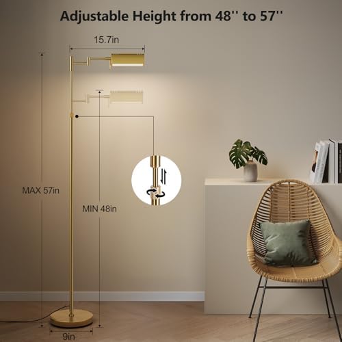 SUNMORY Dimmable LED Pharmacy Floor Lamps, 16W/1500LM Bright Reading Lamp
