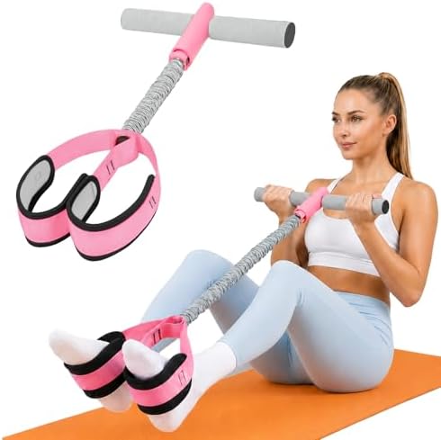 Pedal Resistance Band with Handles, 6-Tubes Natural Rubber Exercise Band