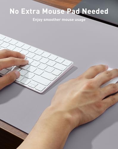 Aothia Faux Leather Desk Mat - Large Mouse Pad, Non-Slip PU Leather Blotter, Waterproof Writing Surface for Office and Home (Smoky Lavender, 63" x 24")