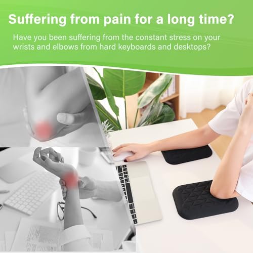 LargeLeaf Ergonomic Wrist & Elbow Rest Pad for Desk with Memory Foam & Non-Slip Base, Relieve Elbow Pain Armrest Wrist Support(7.8 * 5.1 inch, Black, 1)