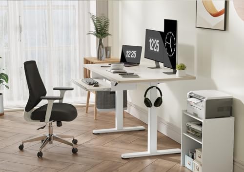 Claiks Electric Standing Desk 48x24 Inches with Keyboard Tray Natural