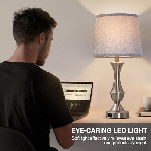 Touch Table Lamps Set of 2, 22" Tall Bedside Lamps, Nightstand Lamps