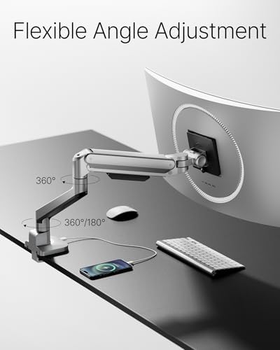 monTEK Deluxe Aluminum Monitor Arm with USB A/C for 17 to 40 Inch Screens