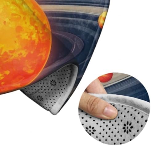 Men's Large Home Decor Mat, Soft Round Yoga Carpet, Non Slip Machine Washable Home Office Circle Rug Solar System Space