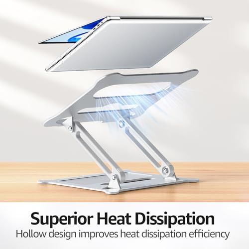 Urmust Adjustable Laptop Stand for Desk, 10-15.6“ Laptop Riser, Silver