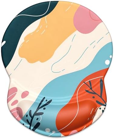 ITNRSIIET Ergonomic Mouse Pad with Gel Wrist Support Small Wrist Rest Smooth Surface Non-Slip PU Base Comfortable Office Supplies Pain Relief, 8.7 x 7.2 inches, Art Style Pattern