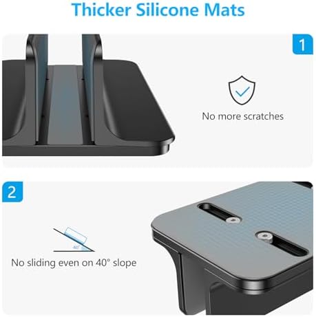 OMOTON Vertical Laptop Stand, Adjustable Dock for MacBook, Black & Black