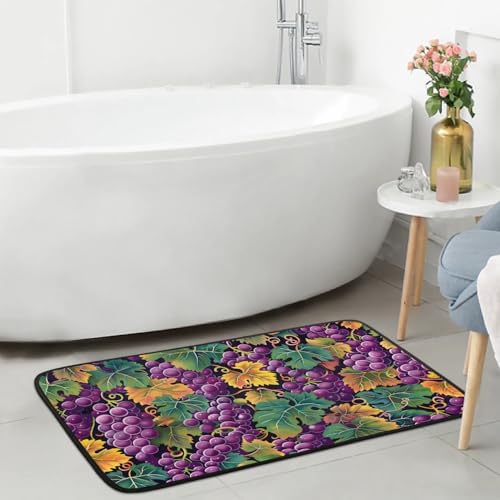 Kitchen Mats, Grape Print Kitchen Rugs, Cushioned Anti Fatigue Kitchen Mats, Non-Slip Standing Desk Mat, Absorbent Kitchen Rug for Floor, Kitchen, Office, Sink, 20"×39"