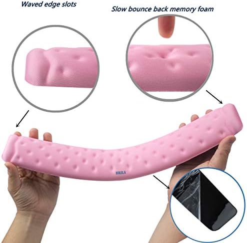 BRILA Memory Foam Mouse & Keyboard Wrist Rest Support Pad Cushion Set for Computer, Laptop, Office Work, PC Gaming - Massage Holes Design - Easy Typing Wrist Pain Relief (Pink Bundle)