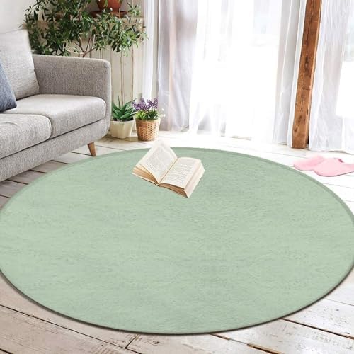 Home Decor Non Slip Kitchen Office Circle Rug, Machine Washable Modern Round Area Rug, Room Sofa Yoga Soft Round Carpet Green, 60inch