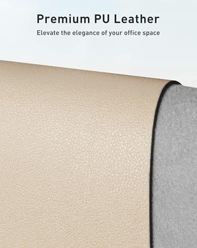 Aothia Faux Leather Desk Mat - Large Mouse Pad, Non-Slip PU Leather Blotter, Waterproof Writing Surface for Office and Home (Beige, 40" x 24")