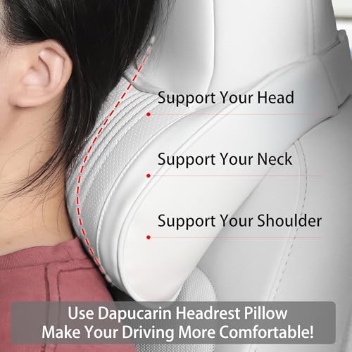 Car Headrest Memory Foam Neck Pillow for Driving White, 1 Pack