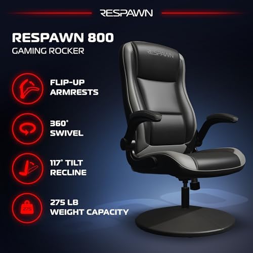 RESPAWN 800 Console Rocker Gaming Chair, Swivel Seat with Lumbar Support