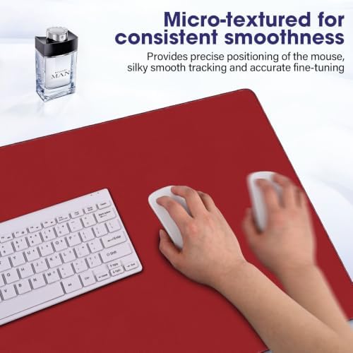 31.5" x 15.7" Waterproof Fabric Desk Mat, Rubber Anti-Slip Base, Red